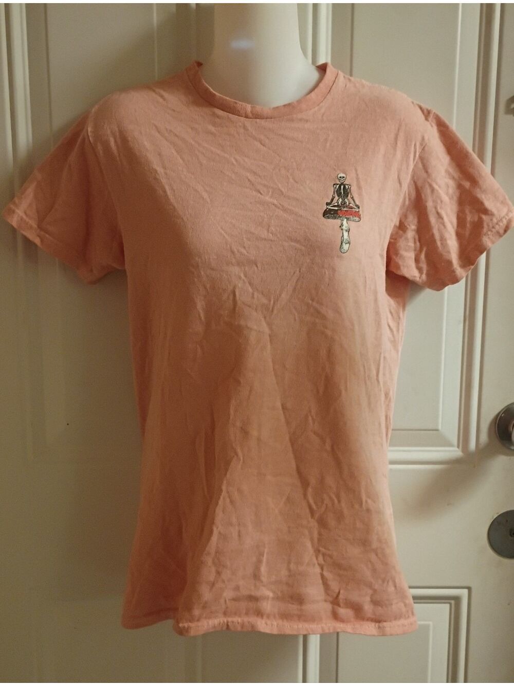 Call Your Mother Women's Coral Pink Mushroom Skeleton Graphic Tee